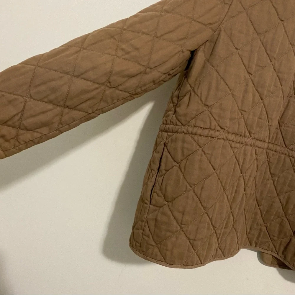 J. Crew Tan Quilted Snap Button Jacket size Small